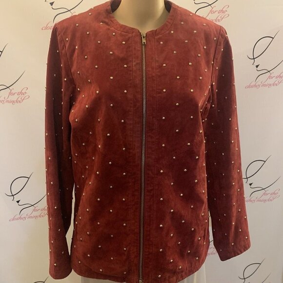 Linea by Louis Dell'Olio. Lined Studded Zip Up Suede Jacket. WTC - Picture 1 of 7